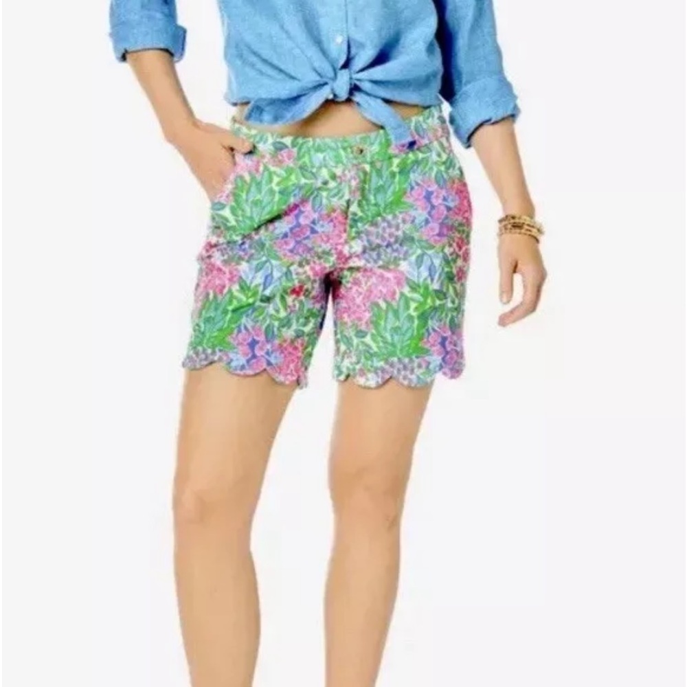 Lilly Pulitzer Sz0 A Cherry On Top REGGIE KNIT SHORTS Classic Scallop Hem 7" 98$